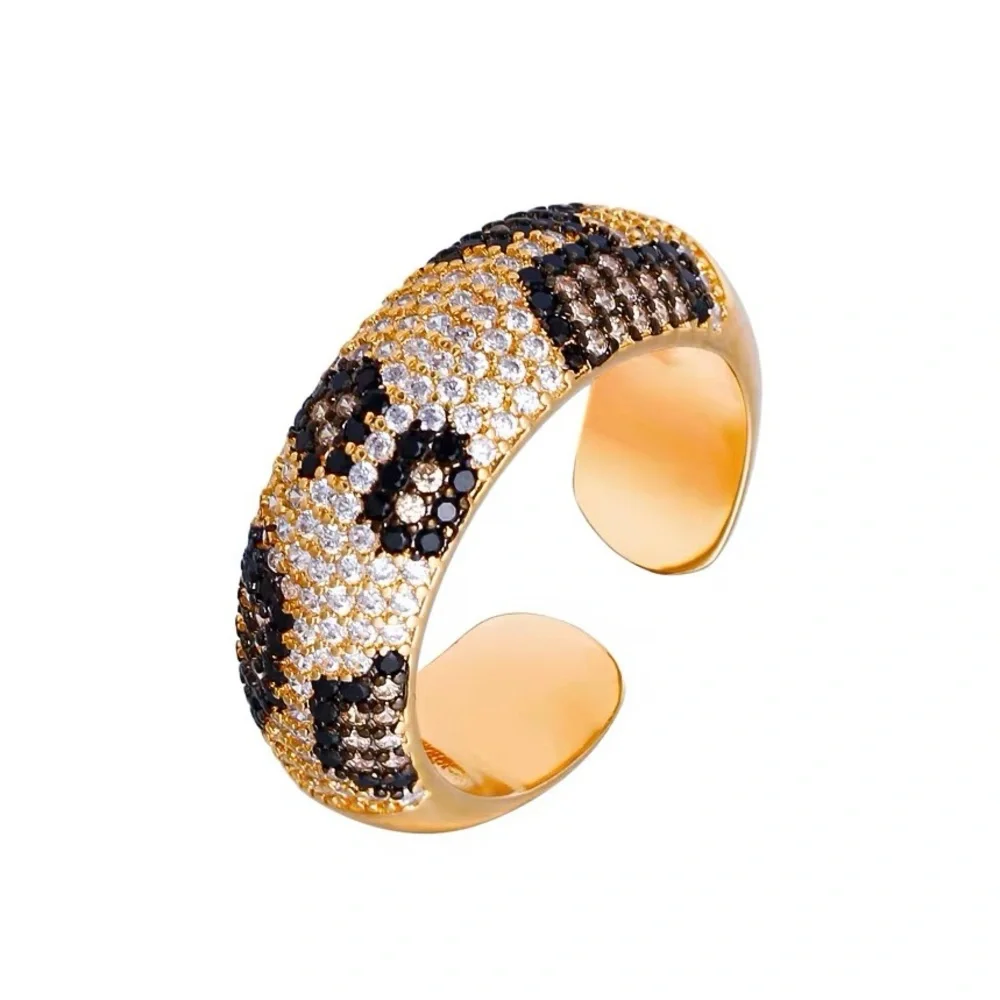 ADJUSTABLE LEOPARD PAVE GOLD RING - Picture 1 of 4